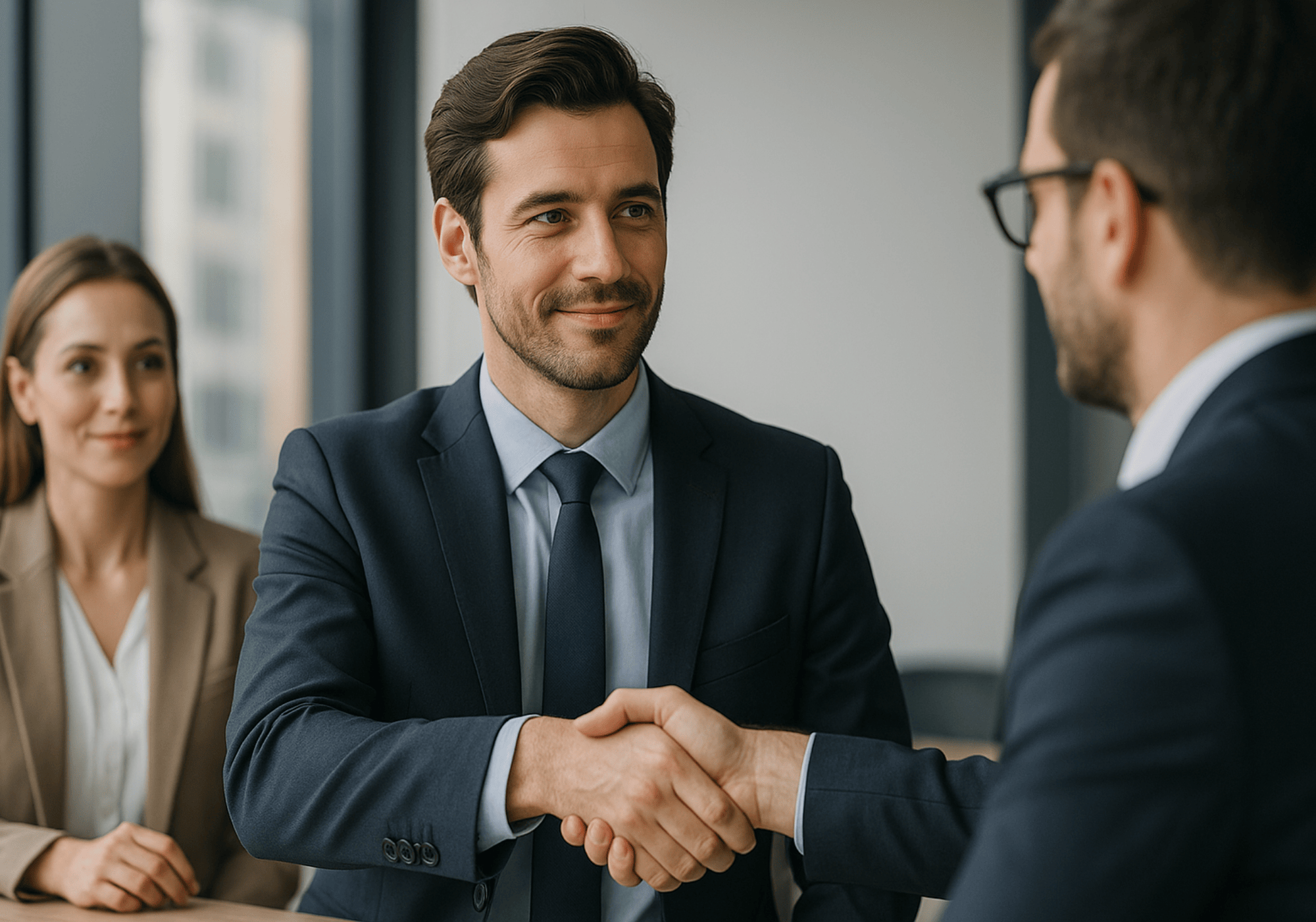 Menschen im Vertrieb bei einem professionellen Meeting, wobei der Fokus auf dem  charakterlichen Austausch liegt 